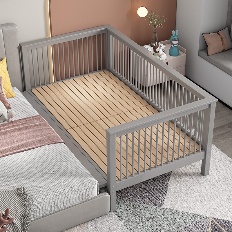 定制儿童牀带护栏小牀婴儿男孩公主牀单人牀边牀加宽拼接大牀榉木