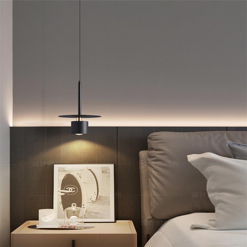 卧室床头吊灯现代简约2024新款主卧床头吊线灯极简北欧单头小吊灯