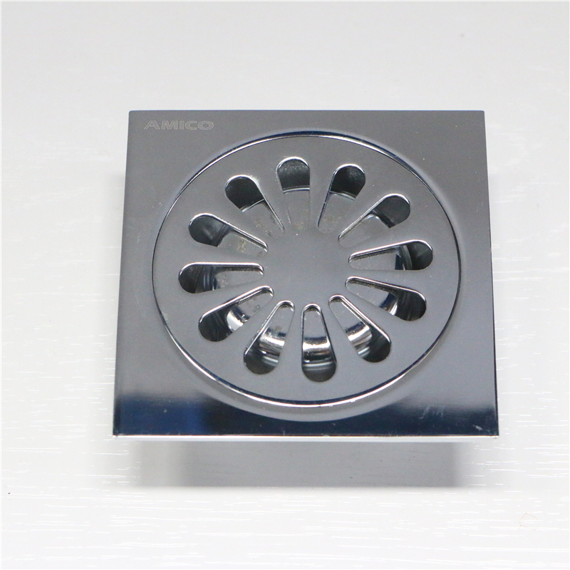 埃美柯地漏BP6全铜防臭50下水管9cm方形重力自封老款薄款圆盖芯漏