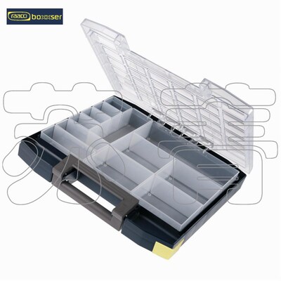 丹麦原装进口RAACO BOXXSER 分类工具盒 带3种颜色标签 12格 14格