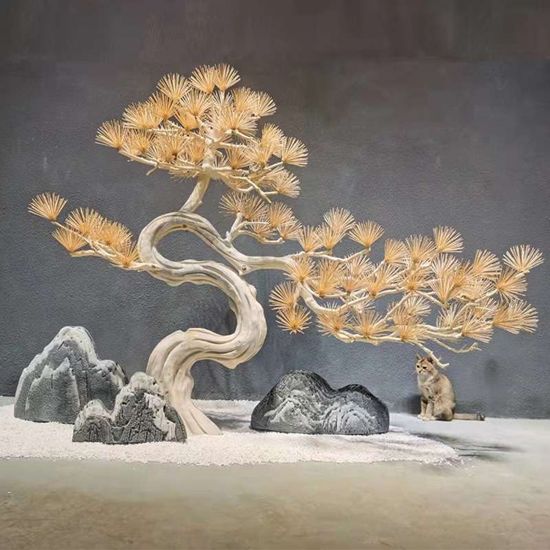 新中式仿真松树迎客松 雪松 马尾松室内大型装饰枯木假树落地摆件图片