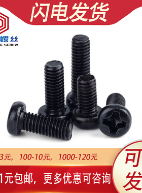 M3M4 304不锈钢黑色PM圆头十字螺丝钉圆头机螺钉圆机盘头螺丝机丝
