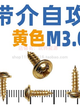 PWA3盘头自带加大平垫M3.0黄色罗丝小螺丝自攻钉