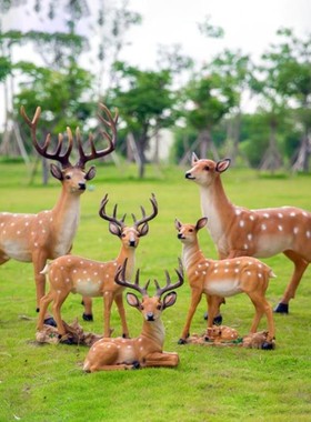 售楼部家里。梅花鹿卧室阳台景区摆件品摆设工艺品别墅装饰品开业
