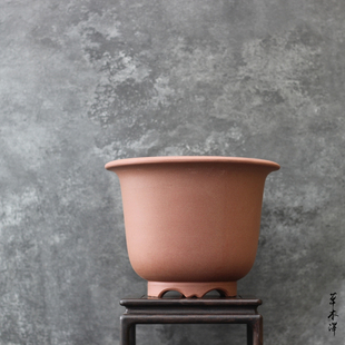 草木泽 宜兴紫砂盆陶瓷花卉盆景桌面花盆兰花透气泥盆 仿老出汗泥