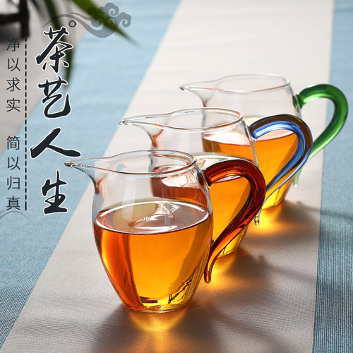手工加厚玻璃公道杯分茶器茶道配件大号茶海分茶器耐热功夫茶具