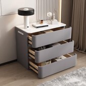 实木床头柜大尺寸现代简约2024新款 高级感家用卧室抽屉收纳三斗柜