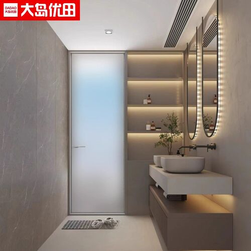 卫生间门玻璃门厕所门浴室门极简铝合金法式N门联窗隔断门连柜一