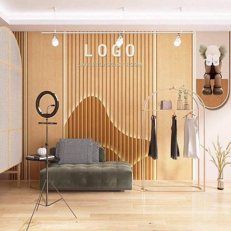 日式原木风木纹服装店墙纸客厅电视背景墙办公室公司前台logo壁纸