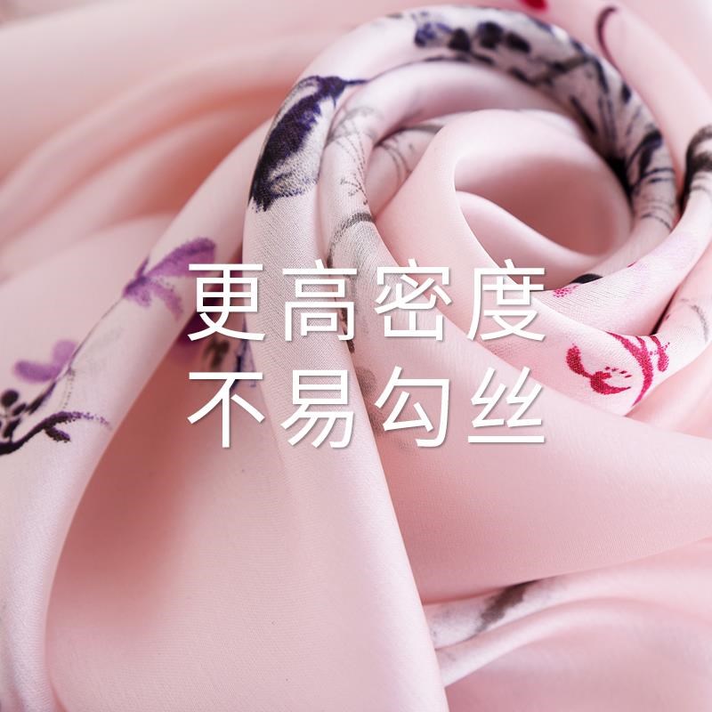大丝巾女纱巾薄长款丝绸妈妈围巾春秋冬季外搭披肩两用护颈围脖子