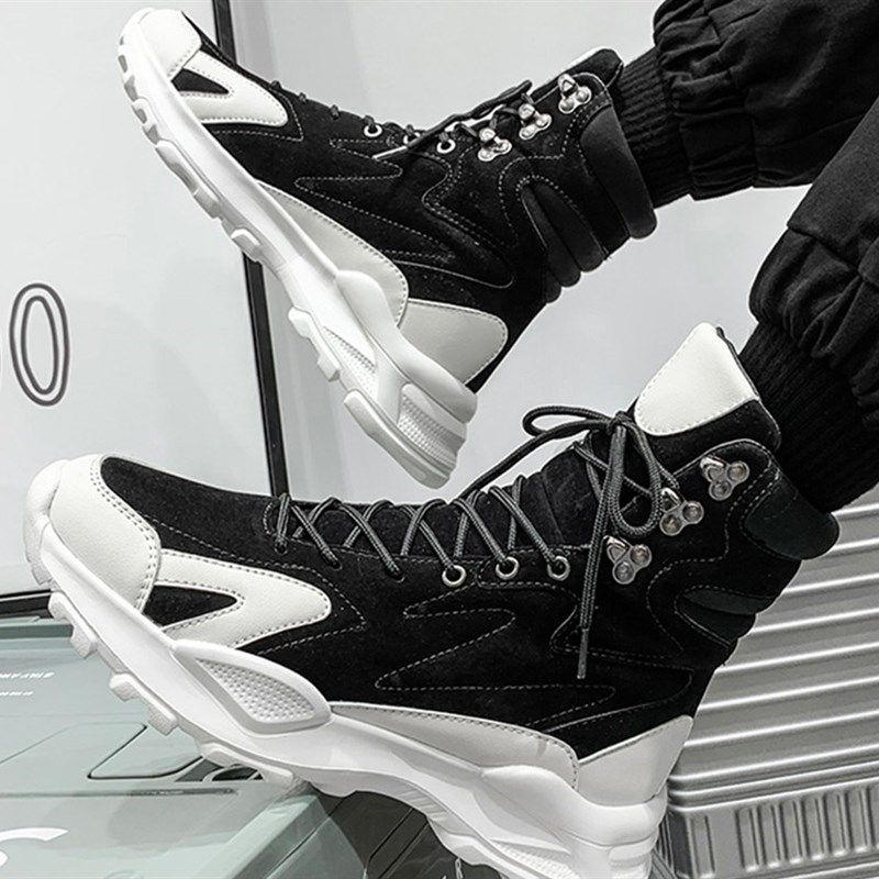 马丁靴男款冬季男鞋高帮男士工装靴长筒加绒棉鞋网红爆款机车皮靴