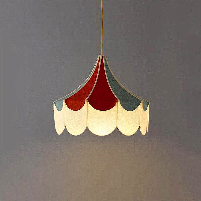 马戏团儿童房吊灯创意布艺饭厅灯设计感帐篷灯罩彩色装饰灯