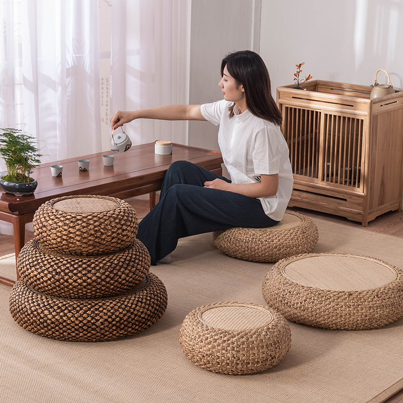 茶道草藤编蒲团榻榻米打坐垫地上加厚中日式加厚家用卧室禅修坐墩