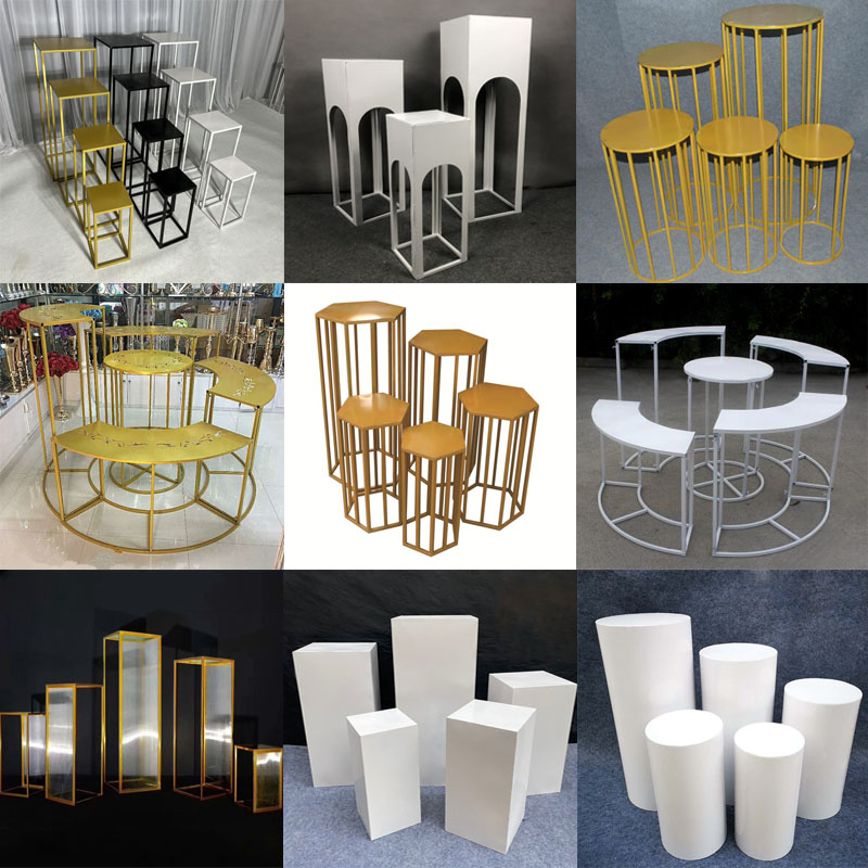 婚庆新款几何路引长方形铁艺甜品台长方体花器摆件T台花架装饰