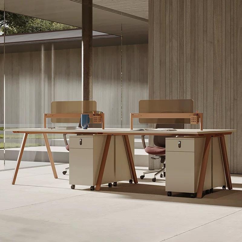 员工办公桌6人位职员电脑桌隔断带挡板现代简约屏风办公桌椅组合