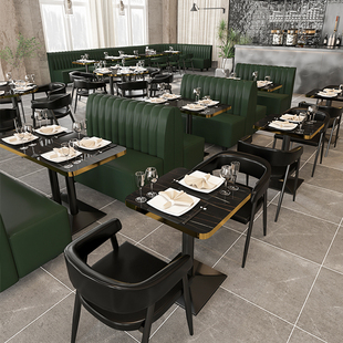 工业风清吧酒吧奶茶火锅烧烤店餐厅靠墙卡座KTV包厢沙发桌椅组合