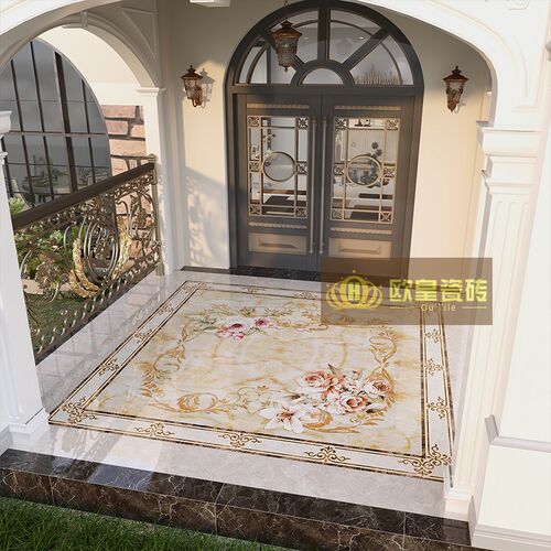 别墅进门拼花地砖800x800欧式客厅拼图瓷砖入户玄关Y餐厅造型砖