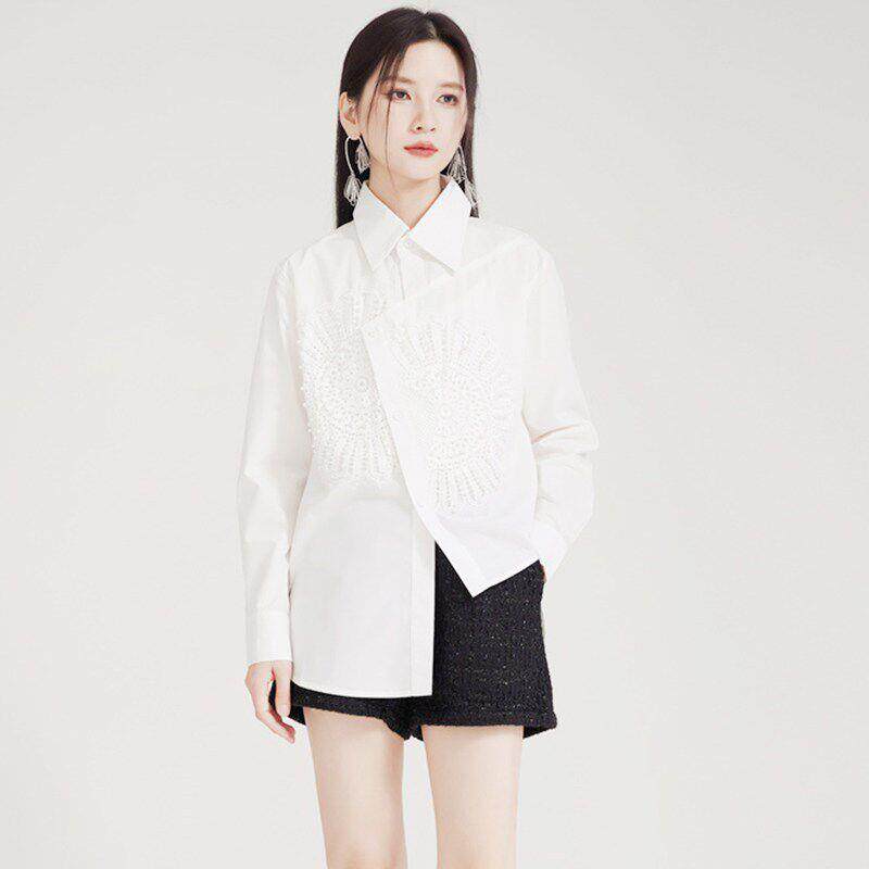 中长款纯棉松白色宽衬衫女慵懒风长小RbmNS5xR众时设计感尚韩版袖
