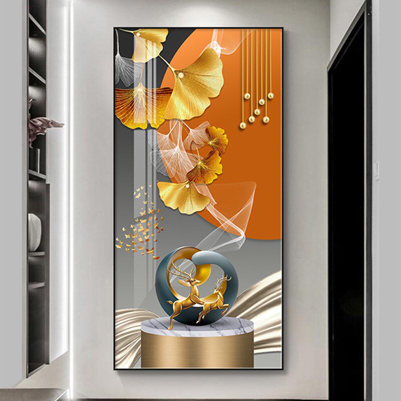 入户门玄关装饰画正对r门走廊过道壁画现代玄幻晶瓷竖版幺关挂画