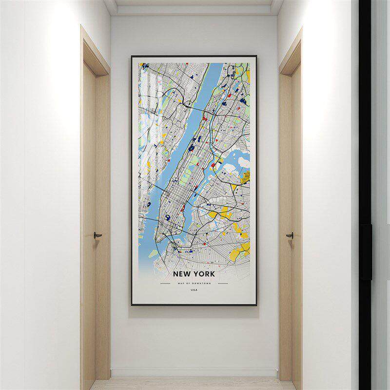 武汉城市地图uwEUPS66定金餐厅客厅线描属晶瓷制走廊画玄关落地挂