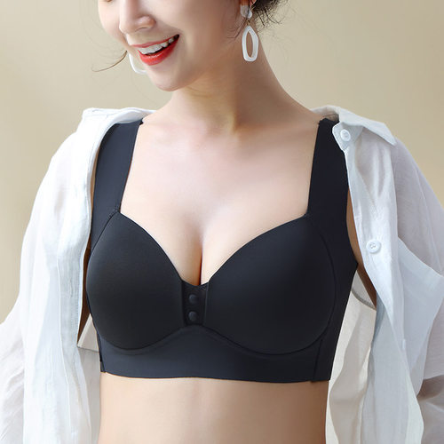无痕聚拢~无钢圈薄款内衣女无痕文胸H大码全罩杯聚拢上托收副乳罩
