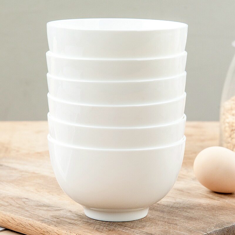 纯白骨瓷饭碗陶瓷ins欧式简约餐具套H装家用大汤碗面碗吃米饭小碗