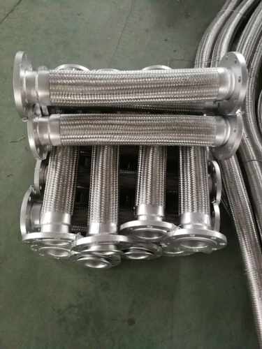DN80不锈钢h波纹管碳钢法兰式金属软管进出水软连接编织网工业管