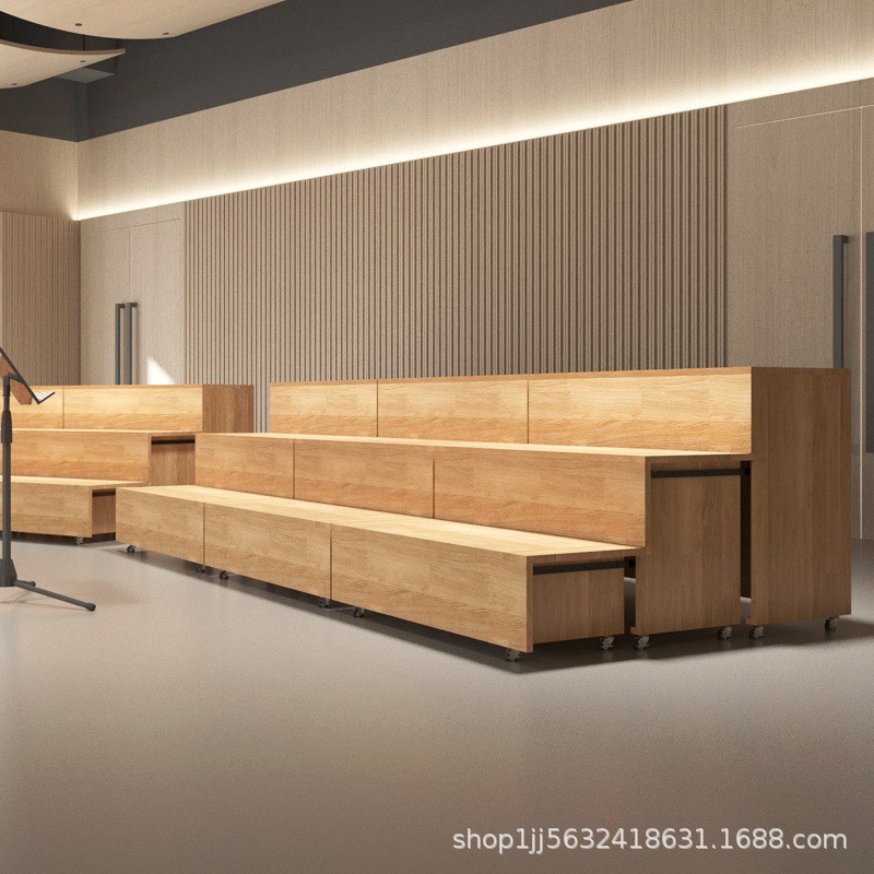 舞台实木交响音乐大合唱台阶乐团乐队指挥台三层伸缩踏步移动固定