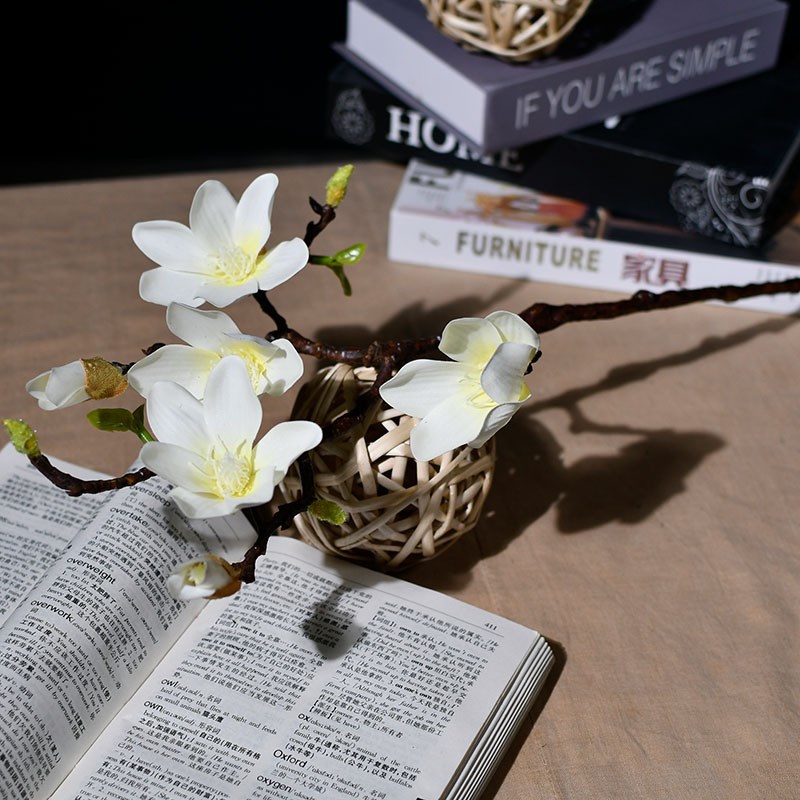高档玉兰花仿真花轻奢高端摆件客厅餐桌花摆花假花白玉兰插花摆设