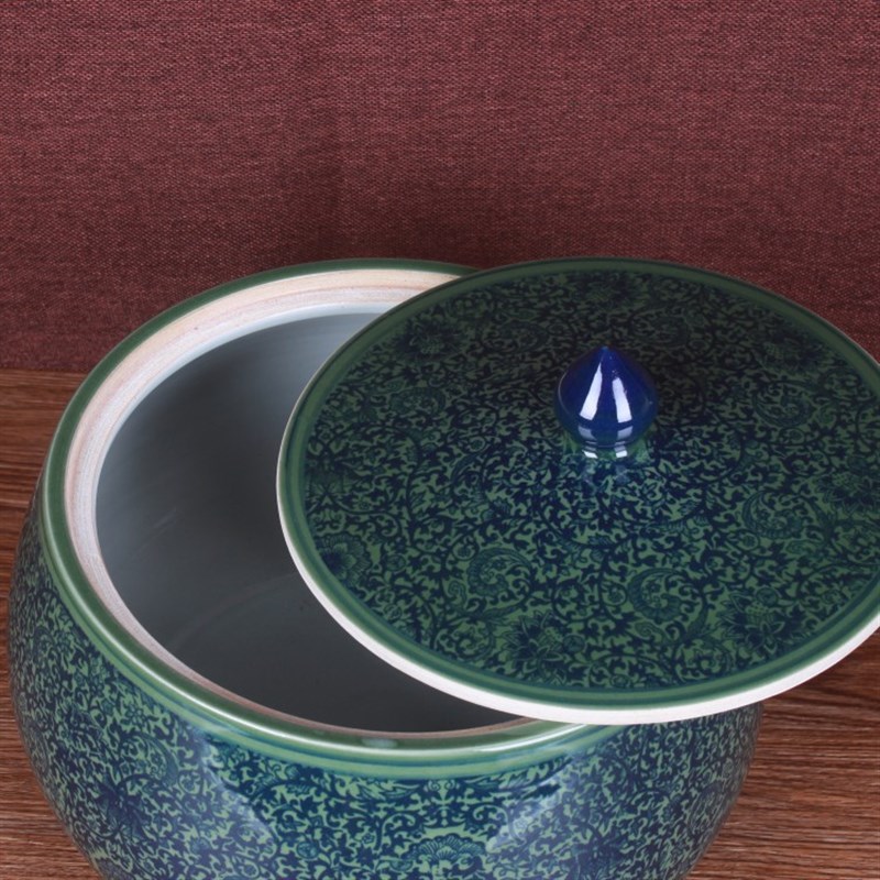 陶瓷米缸仿古青花瓷陶瓷坛子罐子腌菜缸家居储物缸带盖20斤40斤装