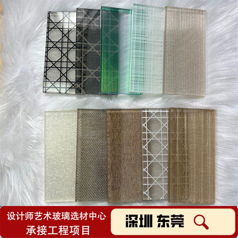 定制夹丝玻璃夹胶双层t艺术夹娟丝钢化玻璃酒店屏风隔断