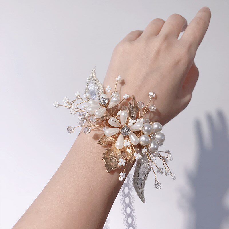金色奢华欧式巴洛克新娘手腕花高级感结婚纱礼服配饰伴娘主持手花