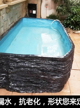 新款定做树脂鱼池假山盆盆景盆仿千层石客厅阳台大型落地水池摆件