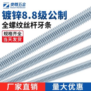 蓝白锌8.8级公制螺杆丝杆加长全牙公制长螺丝吊杆牙条通丝杆