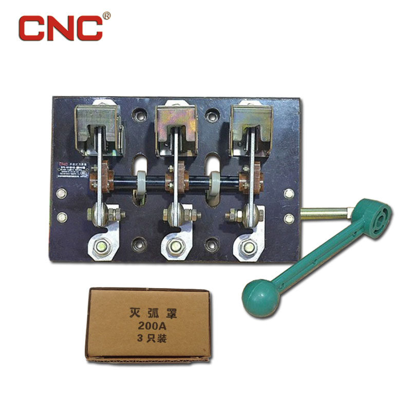 HD14-200/31胶板侧面正方杠杆手柄式刀开关200A带灭弧罩单投 长城