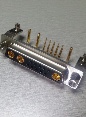 黑色大电流D-SUB13W3弯针母座连接器混合矩形D型10+3卧式电源母座