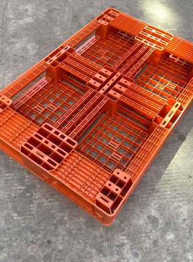 1200*800*135蓝色网格字田型(带挂钩位)橙色塑料板子仓储叉车卡板