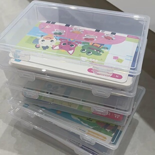 斑马思维机卡片收纳!大容量透明翻盖式儿童早教点读机题卡收纳盒