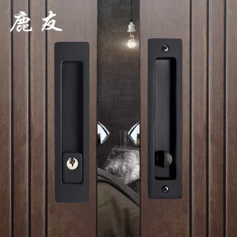 隐形门钩锁推拉木门家用橱房卫生间趟门移门锁配件锁具门把手