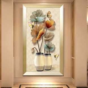 5d钻石画满钻客厅钻石绣2018新款 砖石画点贴钻十字绣 走廊玄关竖版