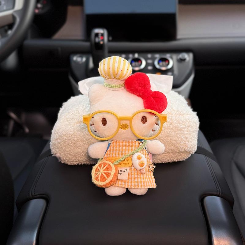 2025新款Hellokitty汽车扶手箱纸巾盒高级感车载纸抽盒车内用可爱
