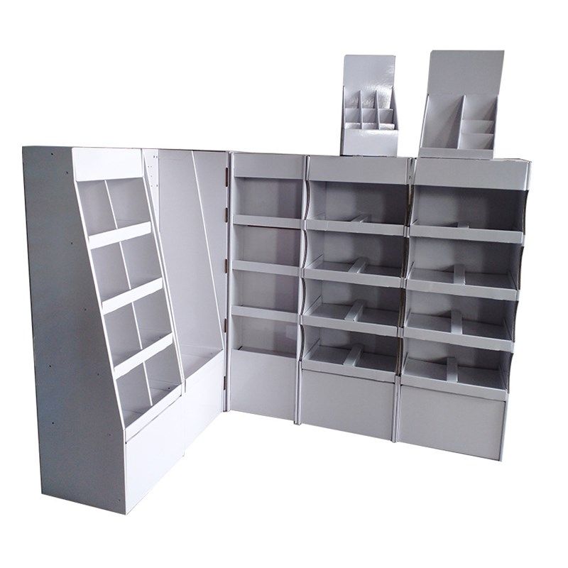 异形带图雪弗板货架纸展示盒活动纸展示架推广纸货架超市纸堆头