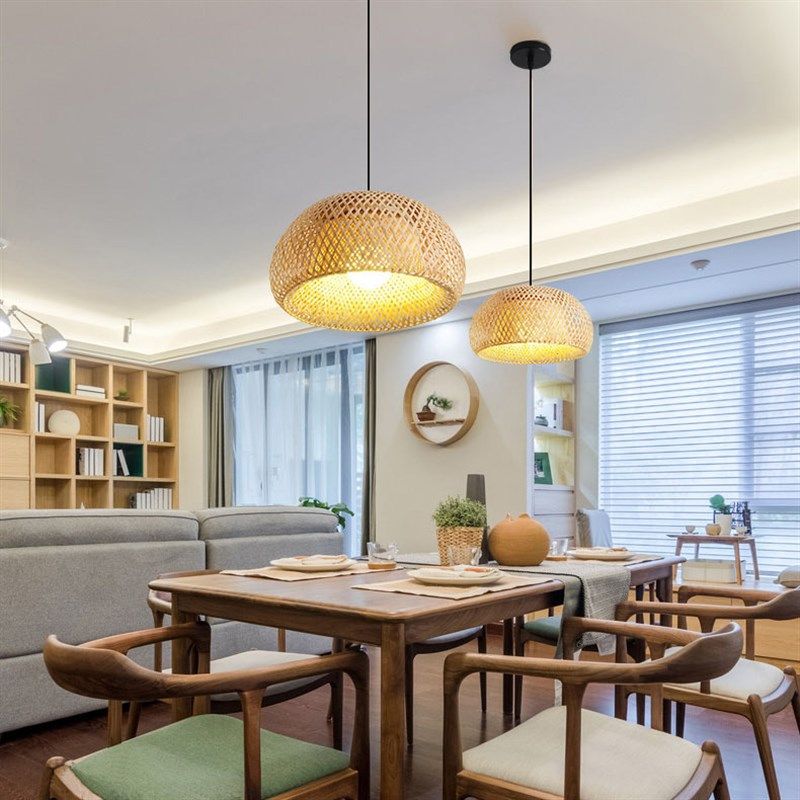 美式田园竹编吊灯餐厅东南亚灯具茶楼藤艺竹艺灯饰日式木艺吊灯,家装灯饰光源,客厅吊灯,淘宝优惠券,粉丝福利购,淘宝优惠卷