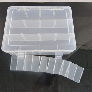 12格小零件分隔式透明长方形PP多格分格收纳电子元件盒配件塑料盒