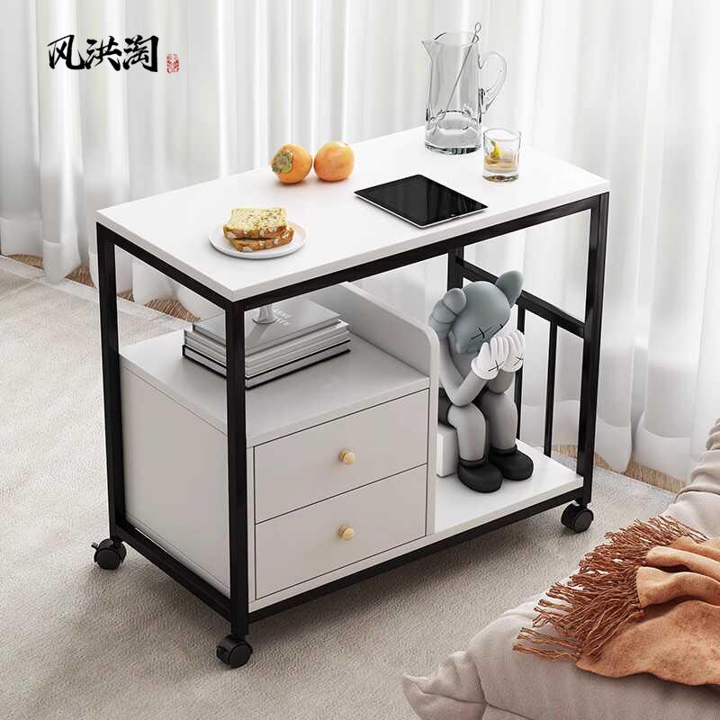茶几小桌子客厅家用茶水柜带轮可移动小型沙发边几侧边柜阳台茶桌