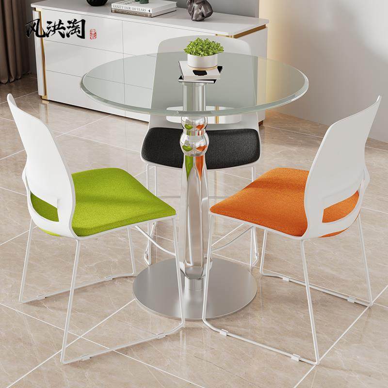 玻璃桌子家用小户型阳台商用接待餐桌洽谈桌椅组合钢化玻璃小圆桌,住宅家具,玻璃餐桌,淘宝优惠券,粉丝福利购,淘宝优惠卷