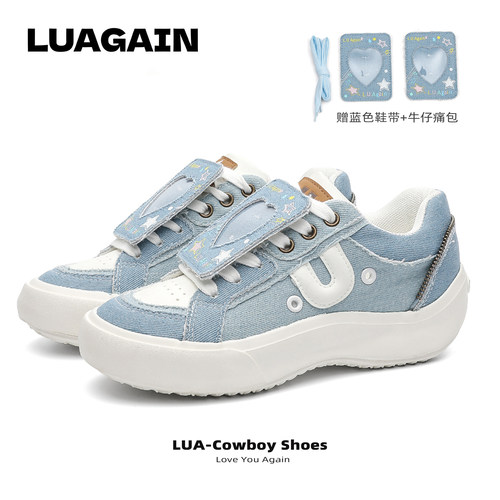 luagain板鞋可爱牛仔休闲鞋痛鞋