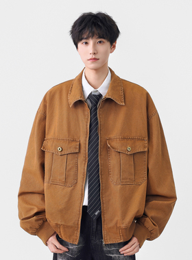 追素TS春秋季2025新款男生美式复古工装夹克男士休闲宽松百搭外套