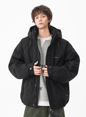 追素TS冬季2025新款男生连帽工装白鸭绒羽绒服男士休闲保暖厚外套