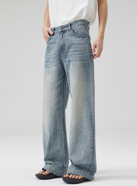 追素TS秋季2025新款男生美式直筒水洗牛仔裤男士宽松休闲百搭长裤